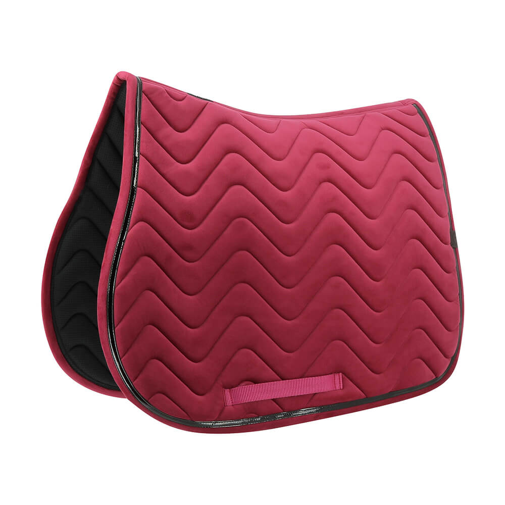 EQUITEHME Tapis de selle mixte Glossy en velours framboise pour cheval