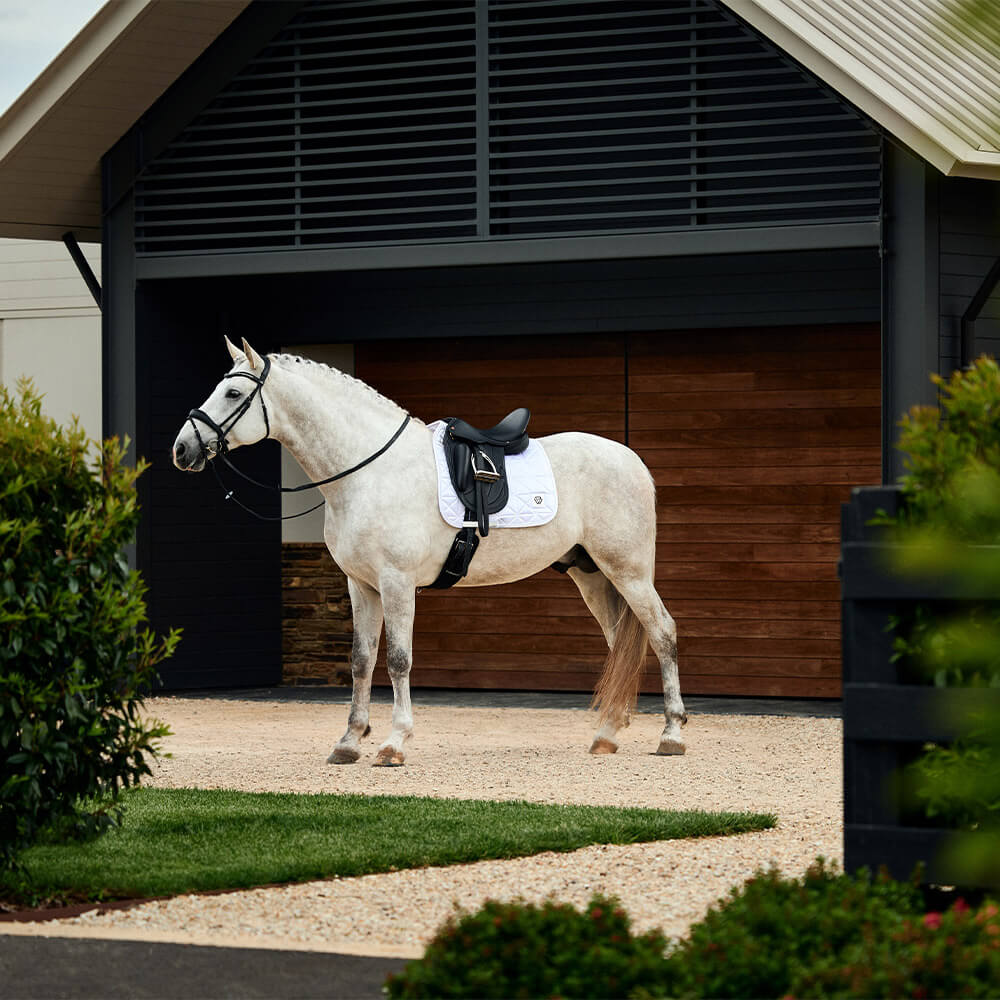Weatherbeeta Satin Luxe Air-Tec Tapis de selle de dressage - Taille L - Blanc