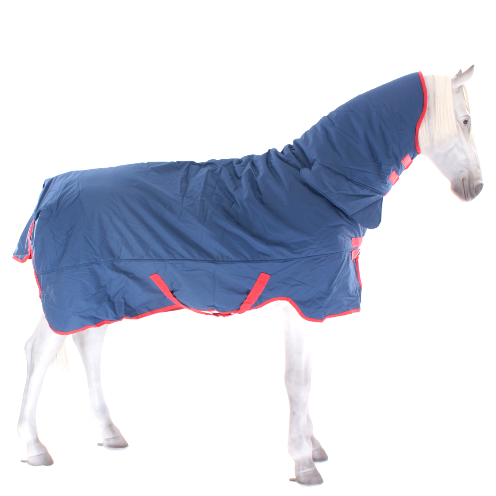 Meilleurs prix pour Horseware Mio All-In-OneTurnout 350g - Bleu foncé et rouge