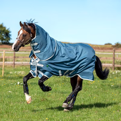 Horseware AmEco Bravo 12 Plus Turnout 100g - Teal/Grey