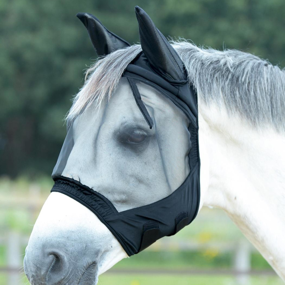 Masque Anti-mouches Pour Cheval Twin Fit Flexi - Taille Extra Large, Couleur Vert Olive - Pour Sang Chaud
