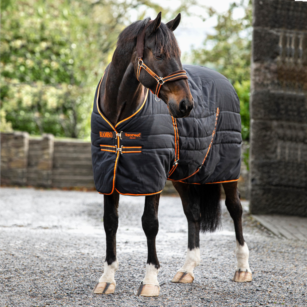 Horseware Rambo Stable Rug medium 200g – Black/Orange